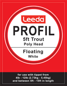 Polyhead Trout 5ft Floating 0IPS Pack of 5 Leaders  Fly Leader Leeda