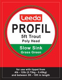 Polyhead Trout 5ft Slow Sink 2.5IPS Pack of 5 Leaders  Fly Leader Leeda