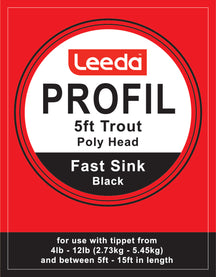 Polyhead Trout 5ft Fast Sink 5IPS Pack of 5 Leaders  Fly Leader Leeda