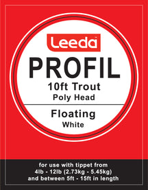 Polyhead Trout 10ft Floating 0IPS Pack of 5 Leaders  Fly Leader Leeda