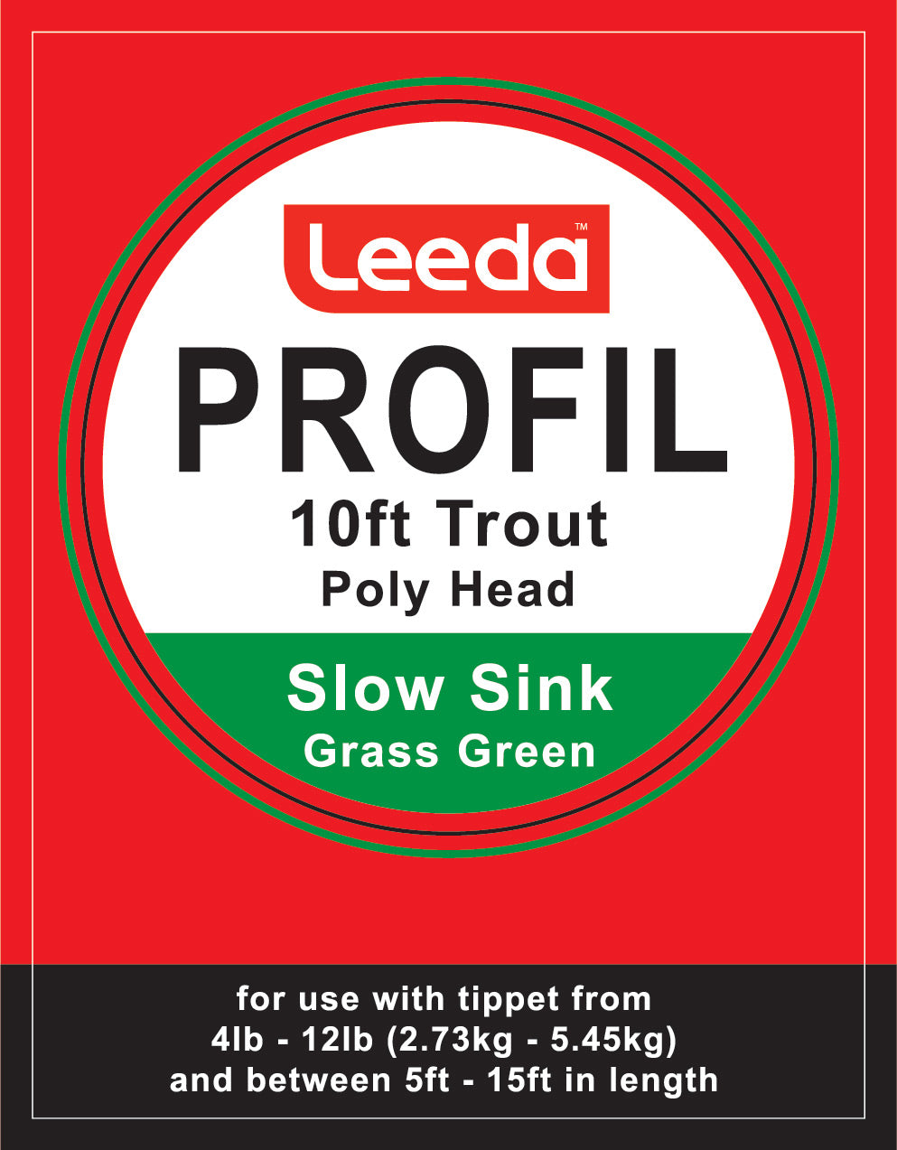Polyhead Trout 10ft Slow Sink 2.5IPS Pack of 5 Leaders  Fly Leader Leeda