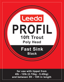 Polyhead Trout 10ft Fast Sink 5IPS Pack of 5 Leaders  Fly Leader Leeda